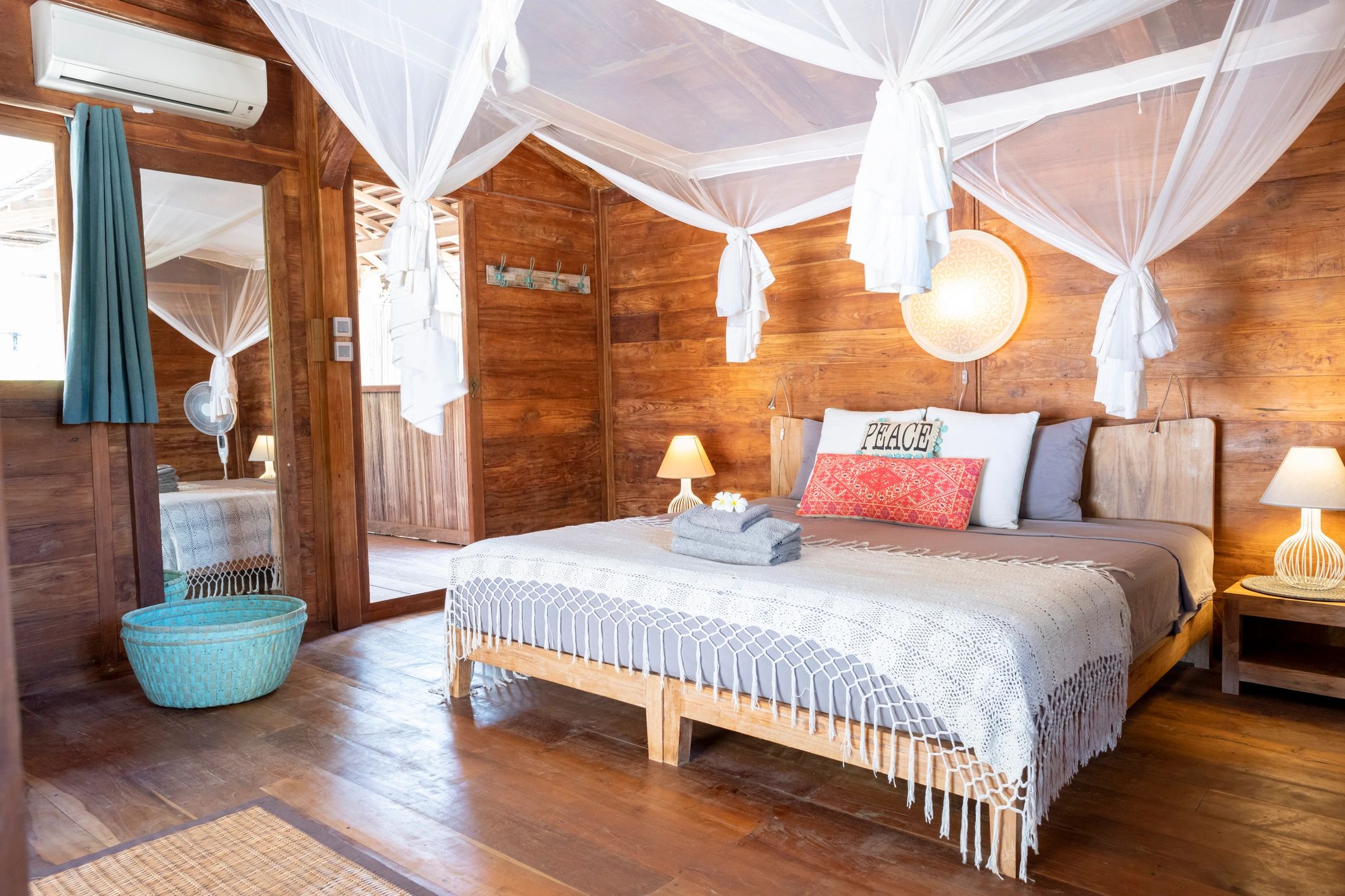 Wooden cabin exterior with warm natural tones